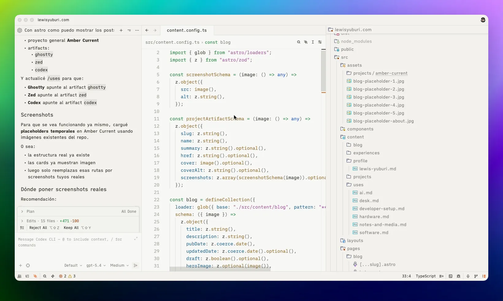 Amber Current para Zed en modo light